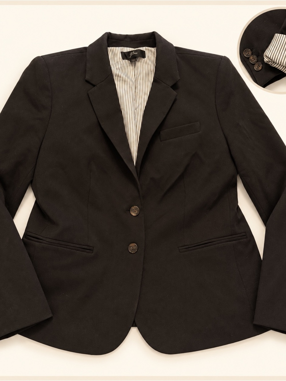 J. Crew Black Women's Tailored Blazer - Two-Button Notch Lapel